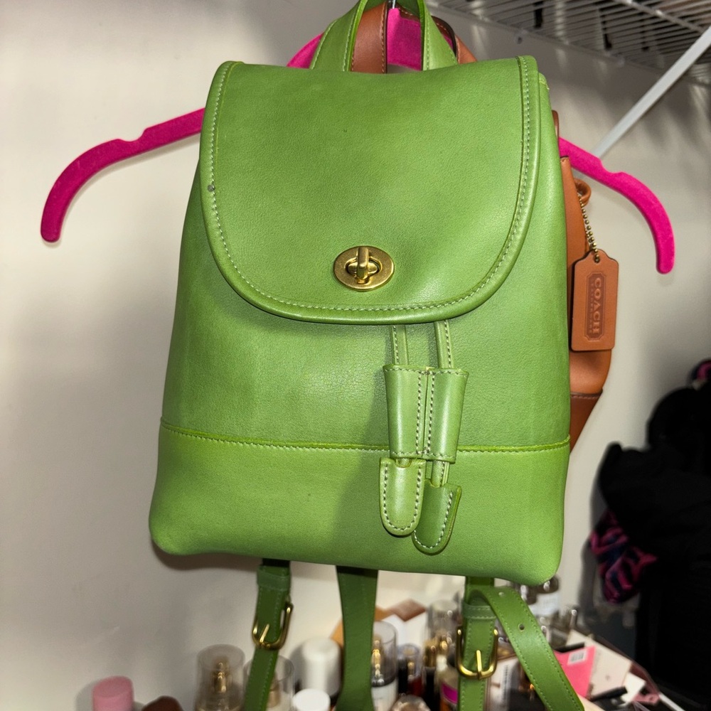 RARE Coach Leaf Green Vintage Leather Backpack